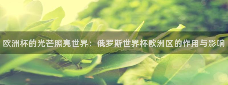 世界杯预选赛亚洲：欧洲杯的光芒照亮世界：俄罗斯世界杯欧洲区的作用与影响